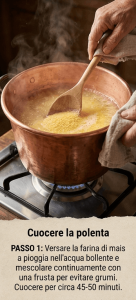 Polenta concia piatto tipico Valle d'Aosta la cottura